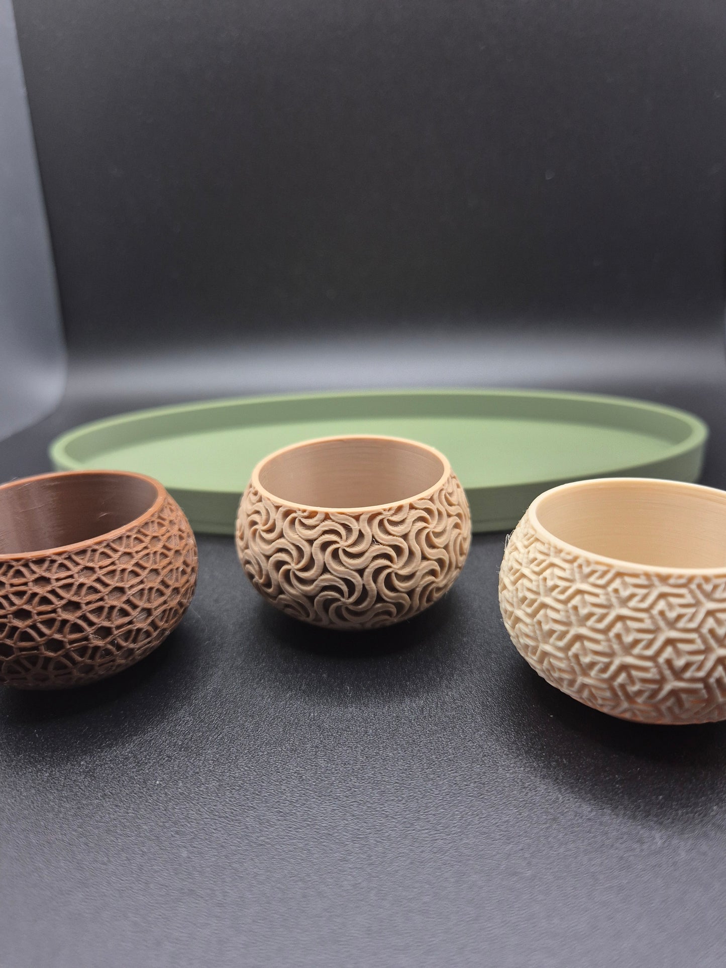 Geometric Tea Light Holder Set with Tray | 3D Printed Table Decor UK