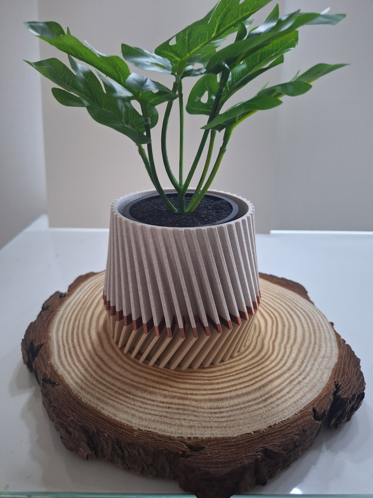 Twisted fins plant pot