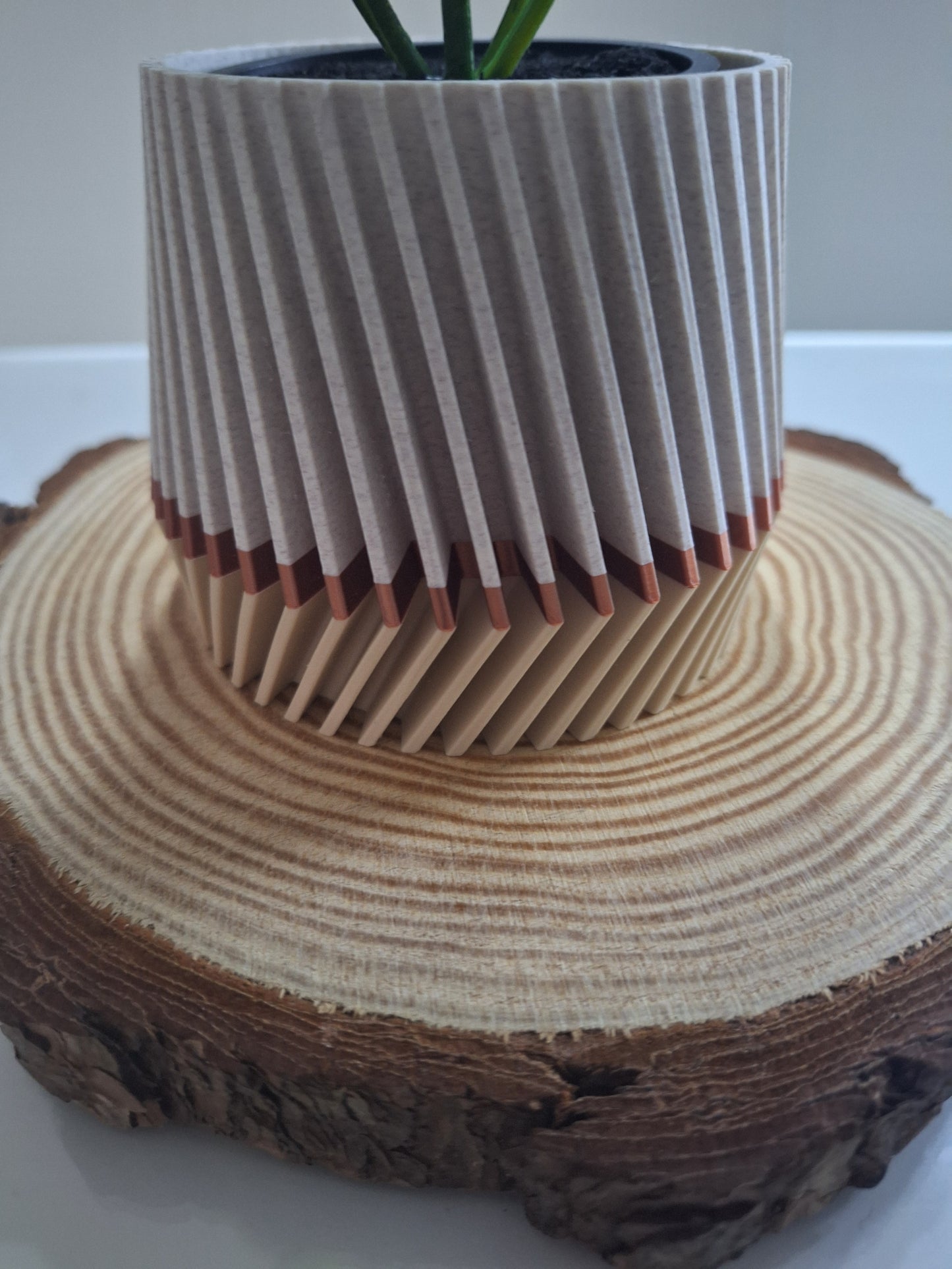 Twisted fins plant pot