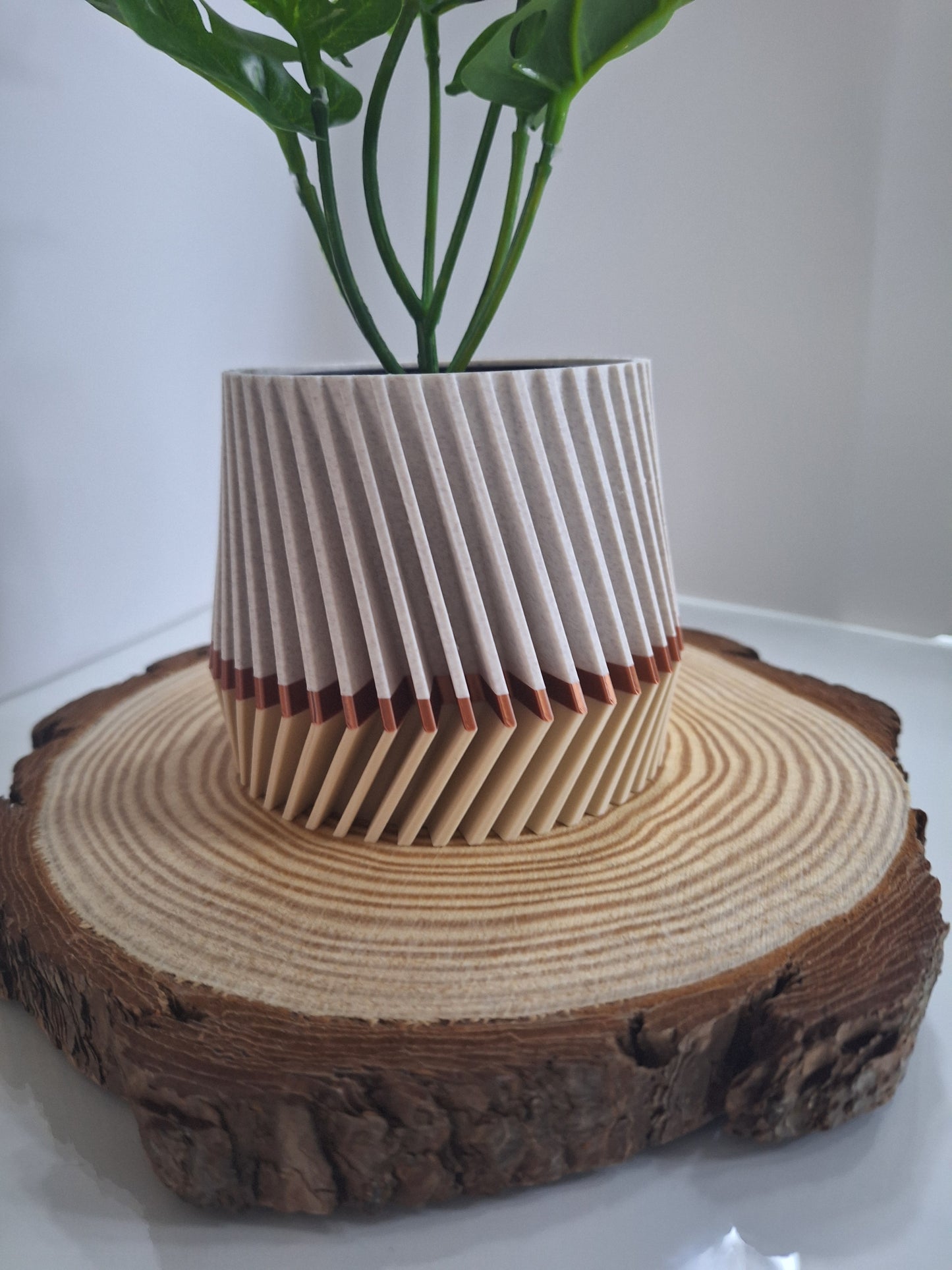 Twisted fins plant pot