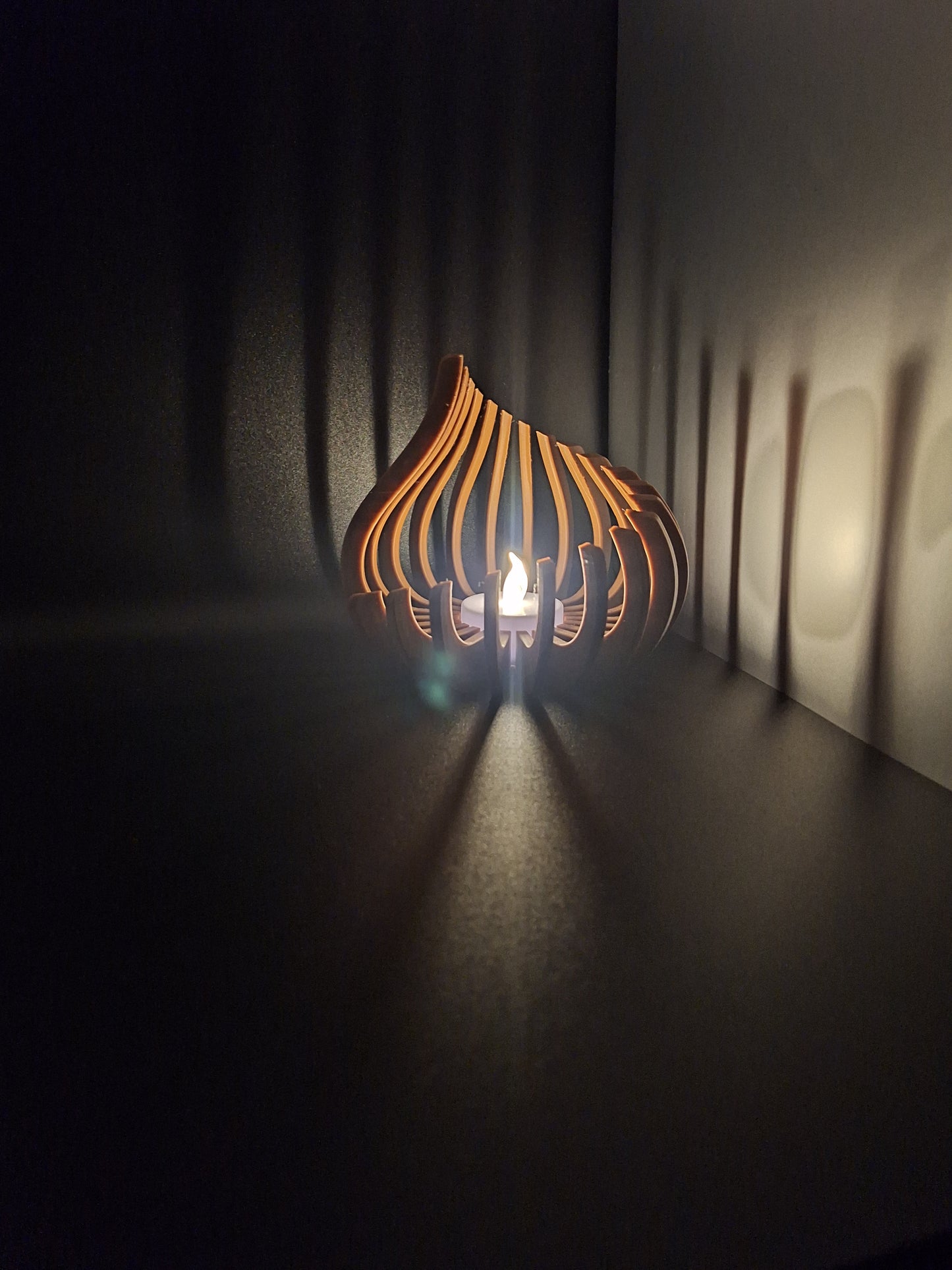 3D Printed Flame Tea Light Holder | Curved Design Housewarming Gift UK