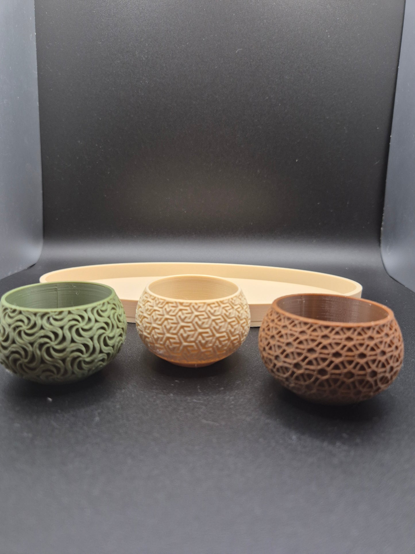 Geometric Tea Light Holder Set with Tray | 3D Printed Table Decor UK