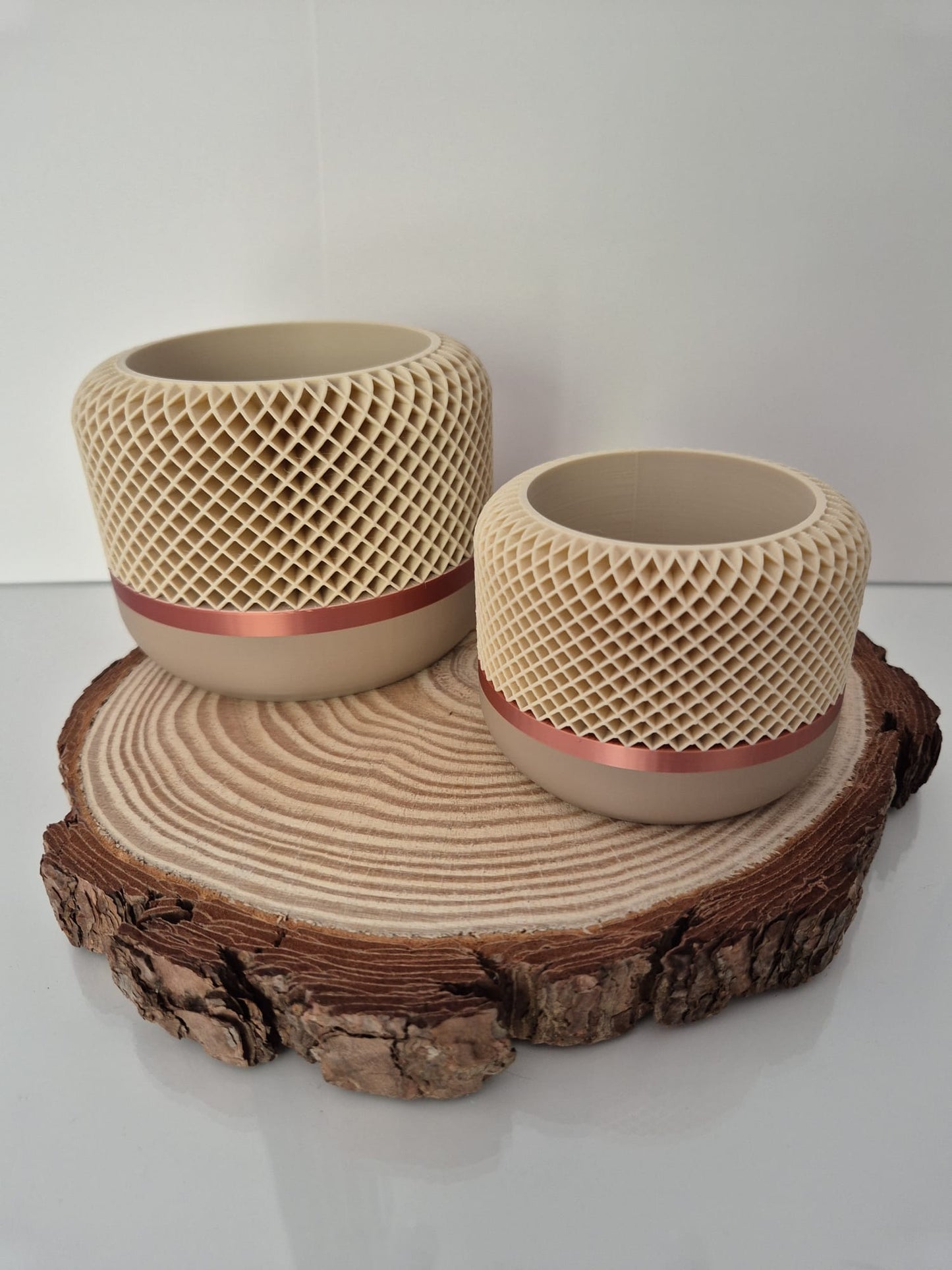 Honeycomb indoor plant pot in mocha, copper and latte colours