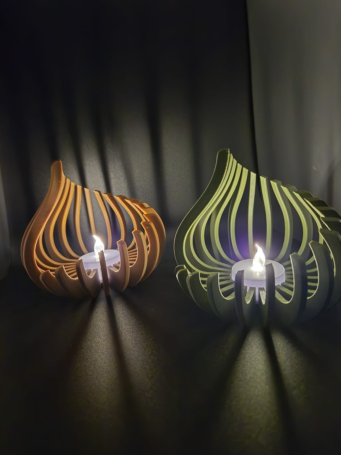 3D Printed Flame Tea Light Holder | Curved Design Housewarming Gift UK