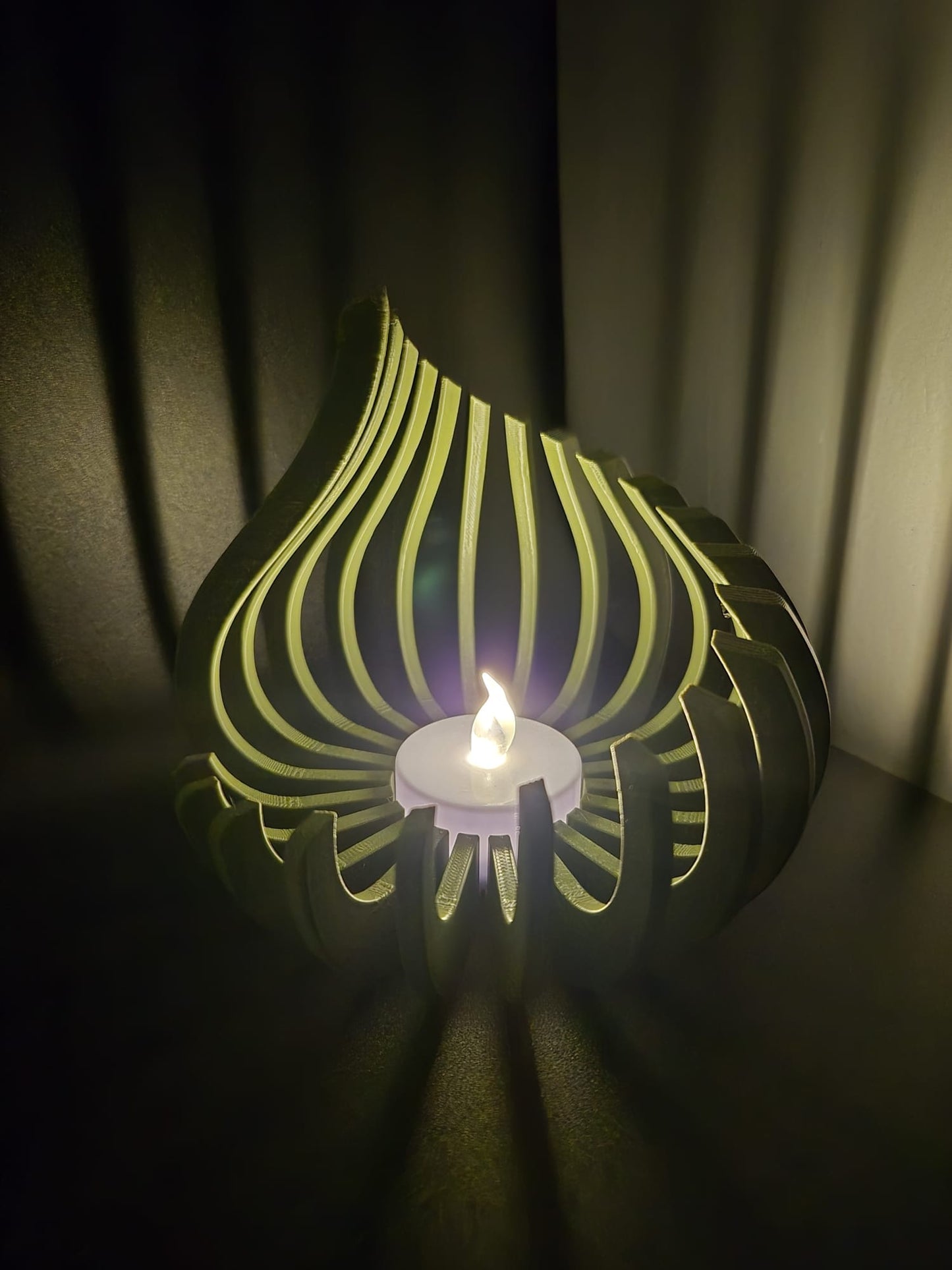 3D Printed Flame Tea Light Holder | Curved Design Housewarming Gift UK