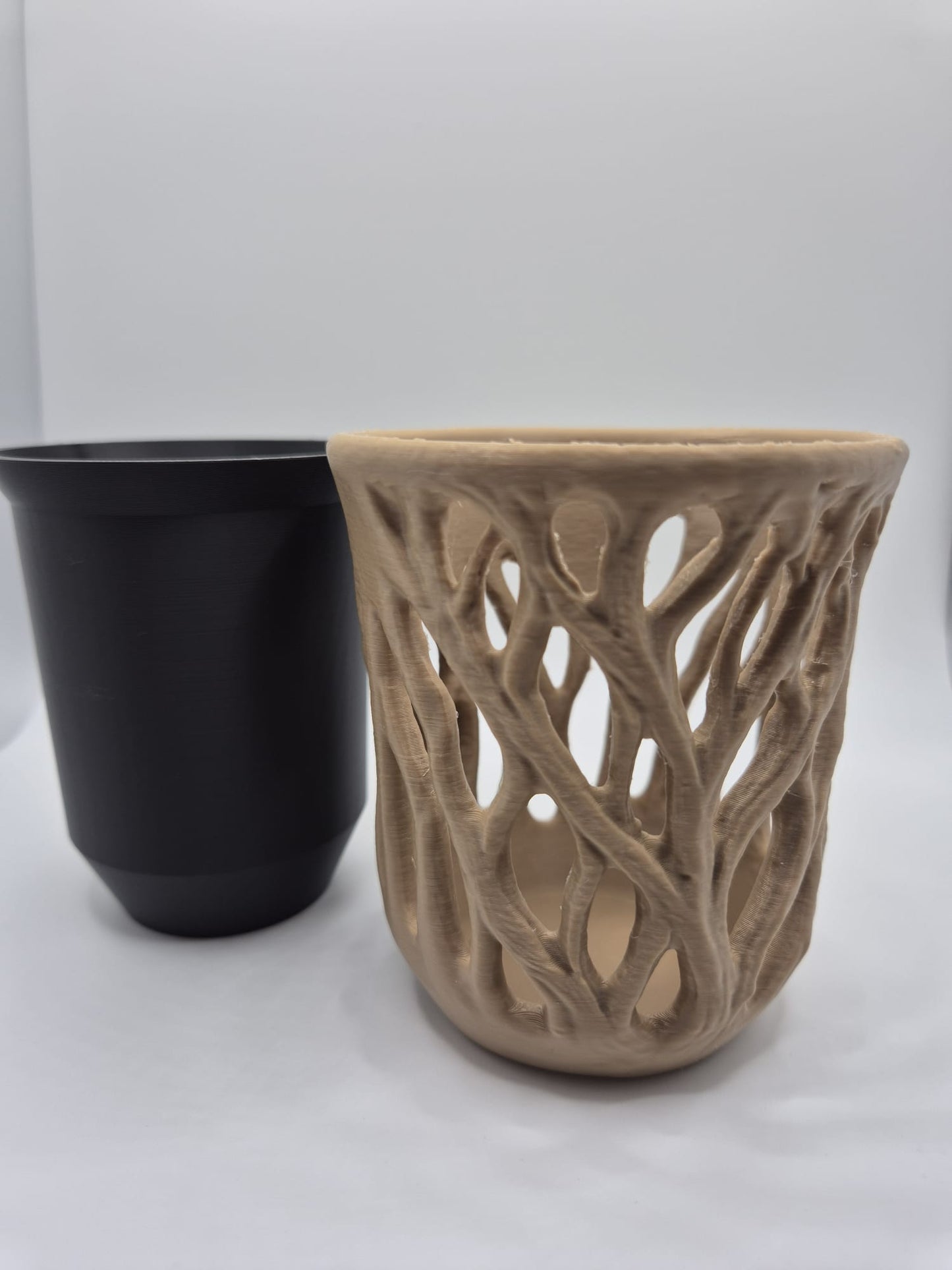 Tree Root 3D Printed Plant Pot | Brown & Black Organic Design UK