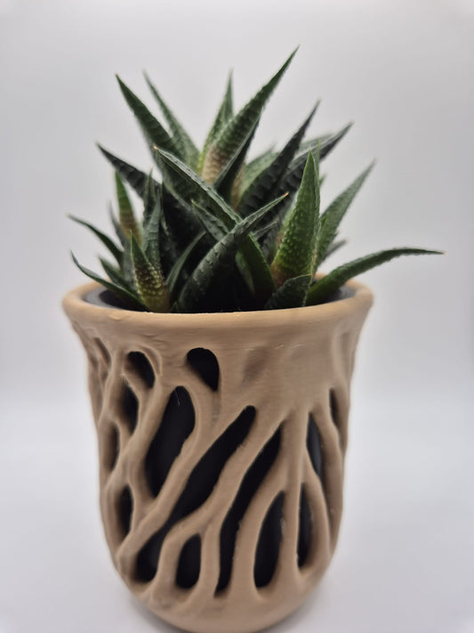 Tree Root 3D Printed Plant Pot | Brown & Black Organic Design UK