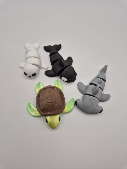 🌊Articulated Sea Creatures 3D Printed Set | Turtle Whale Dolphin Seal UK