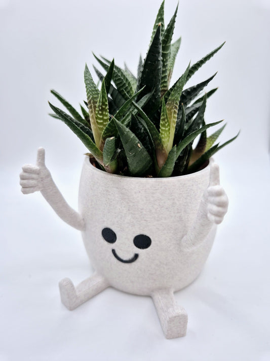 Funny Face 3D Printed Planter: Quirky thumbs-up hand gesture.
