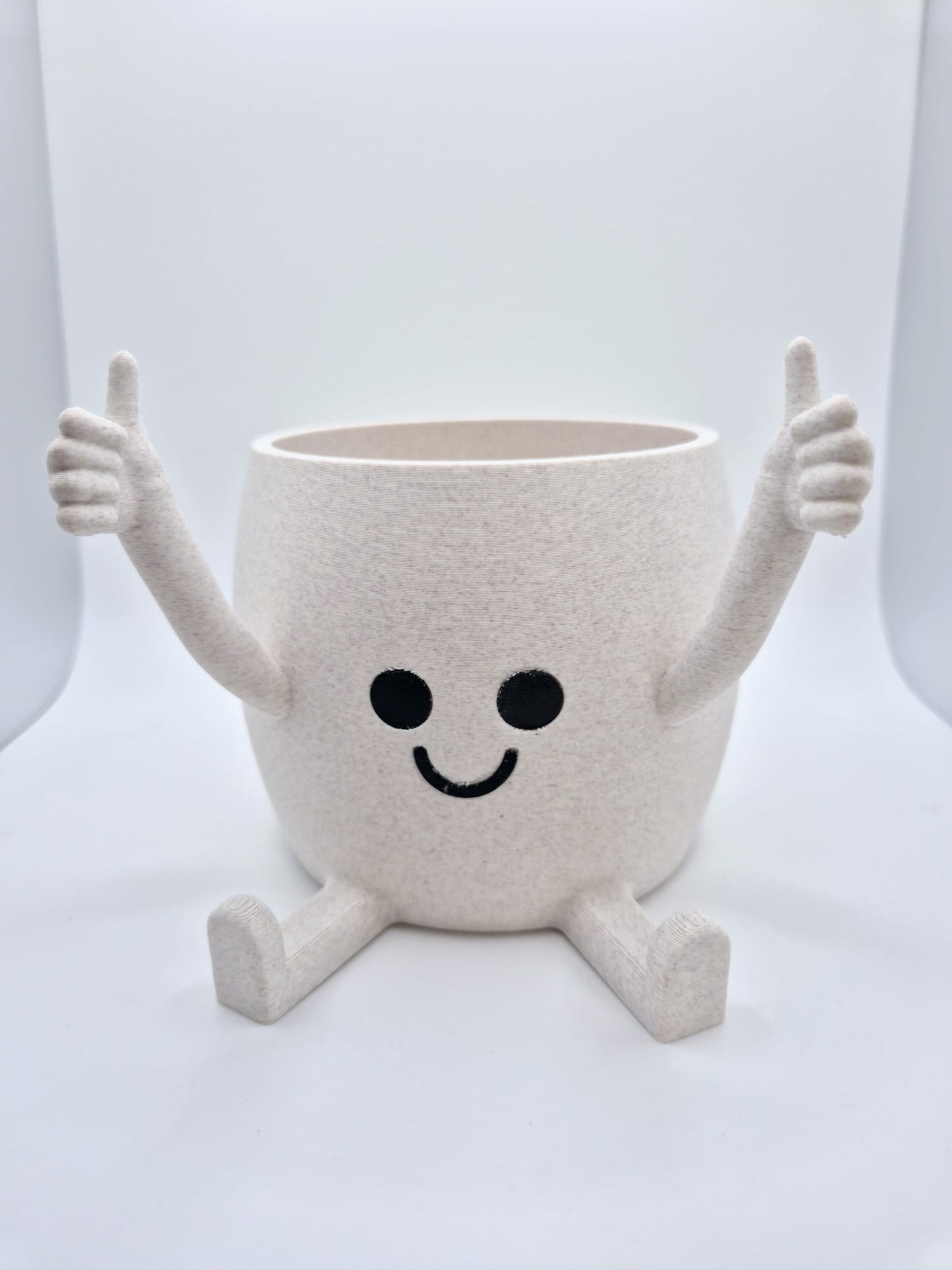 Funny Face 3D Printed Planter: Quirky thumbs-up hand gesture.