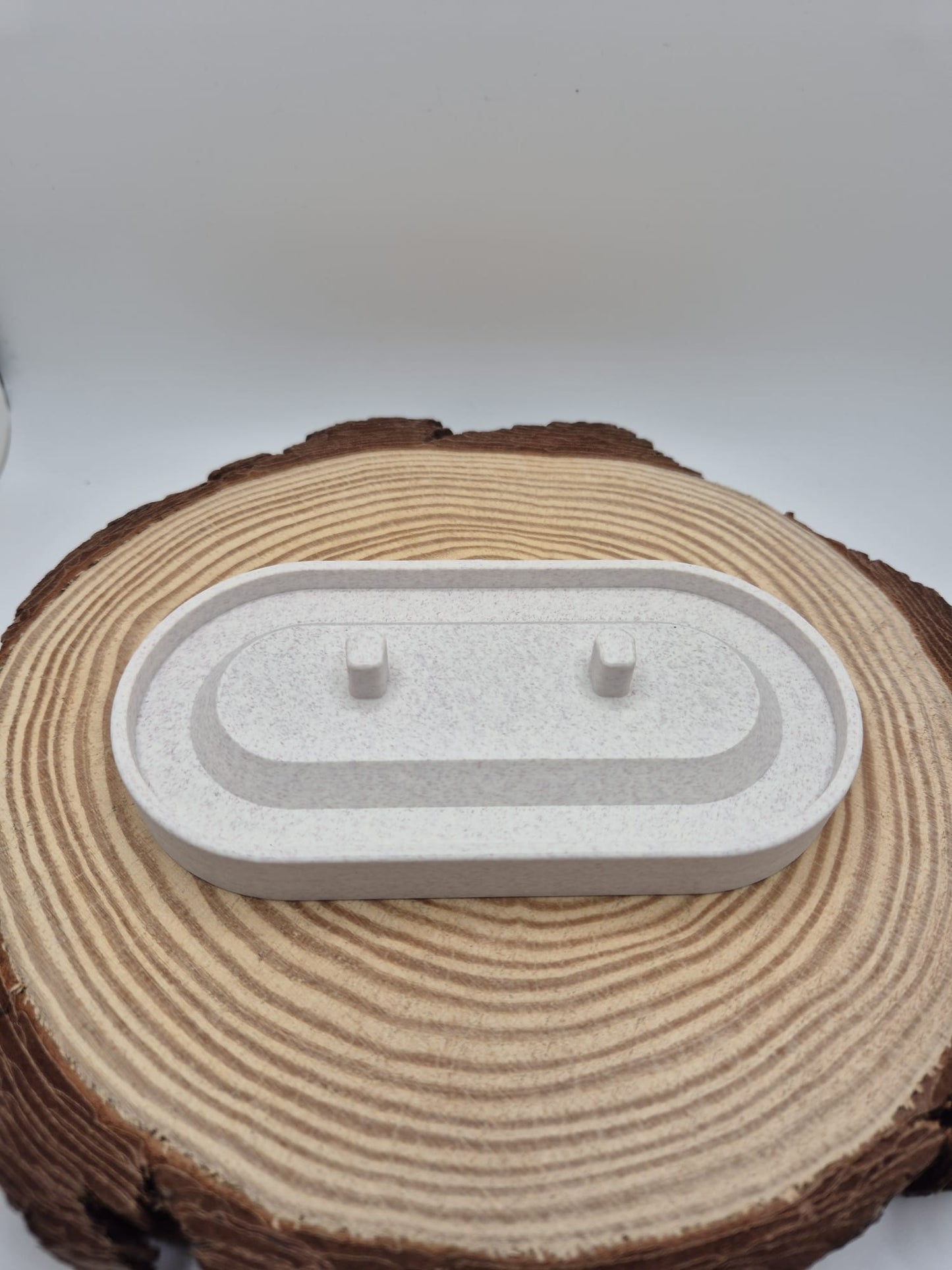 Serenity Toothbrush Holder White Marble with Chestnut Flex, minimalistic bathroom storage