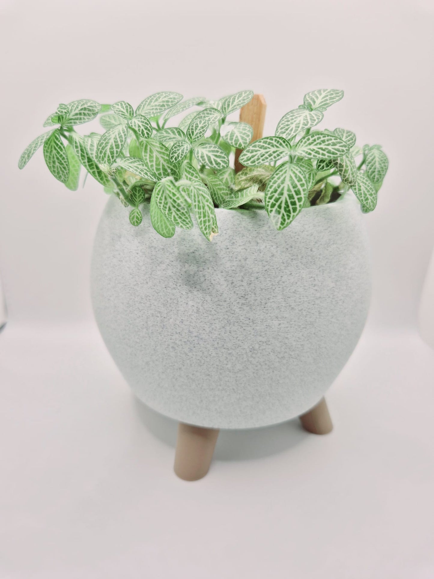 Luna Pod Planter with Legs in mint marble, Modern Desk Plant Pot
