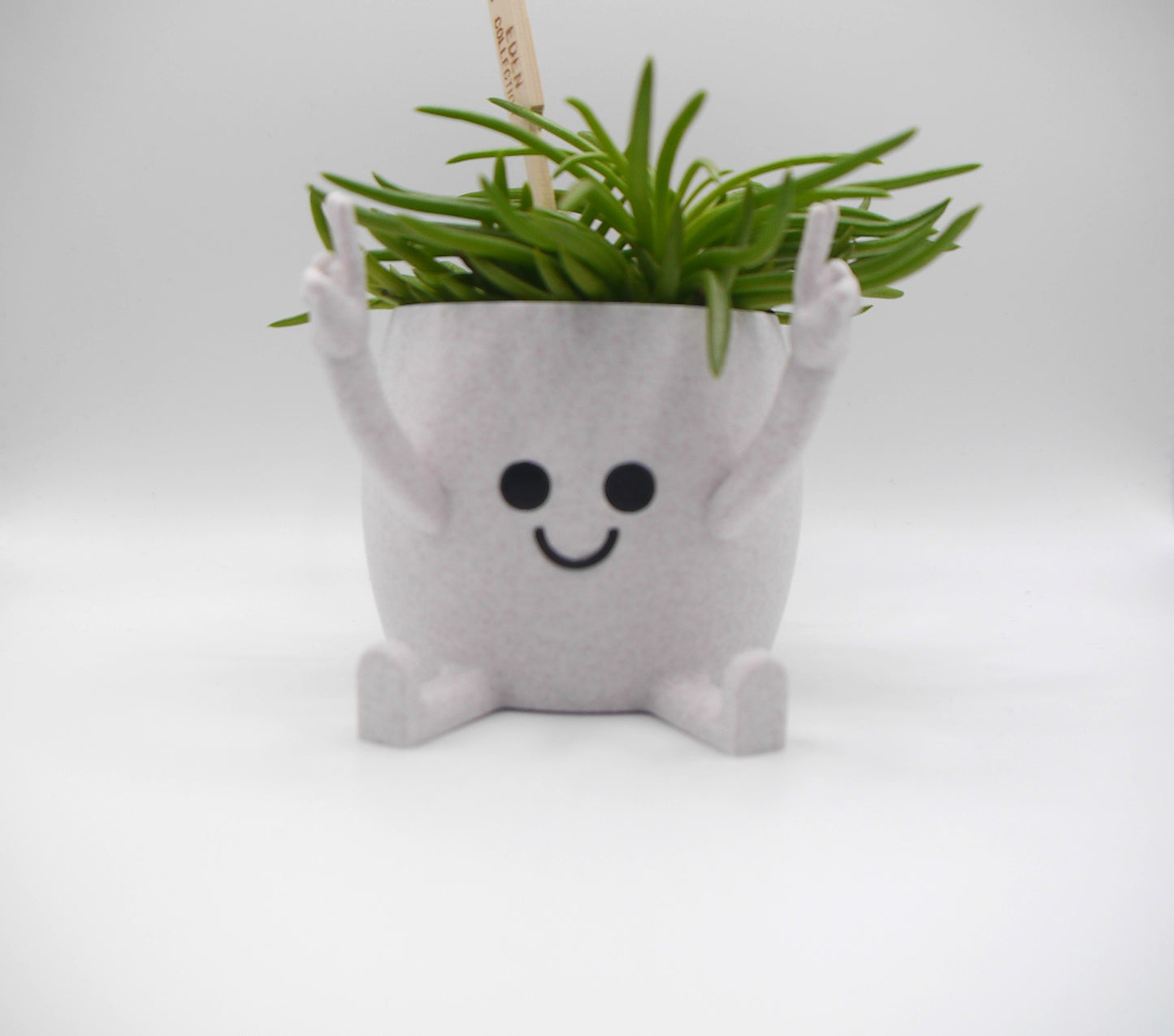 Happy Face "Peace out" hand sign plant pot