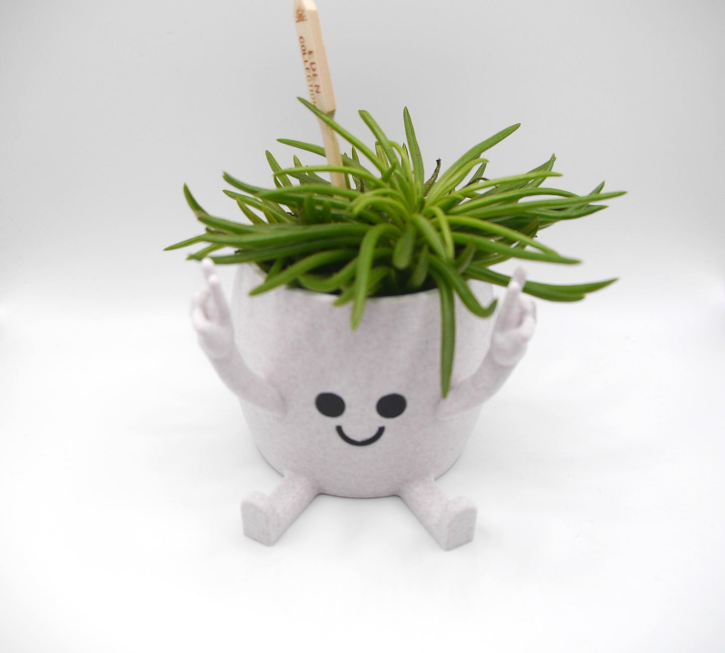 Happy Face "Peace out" hand sign plant pot