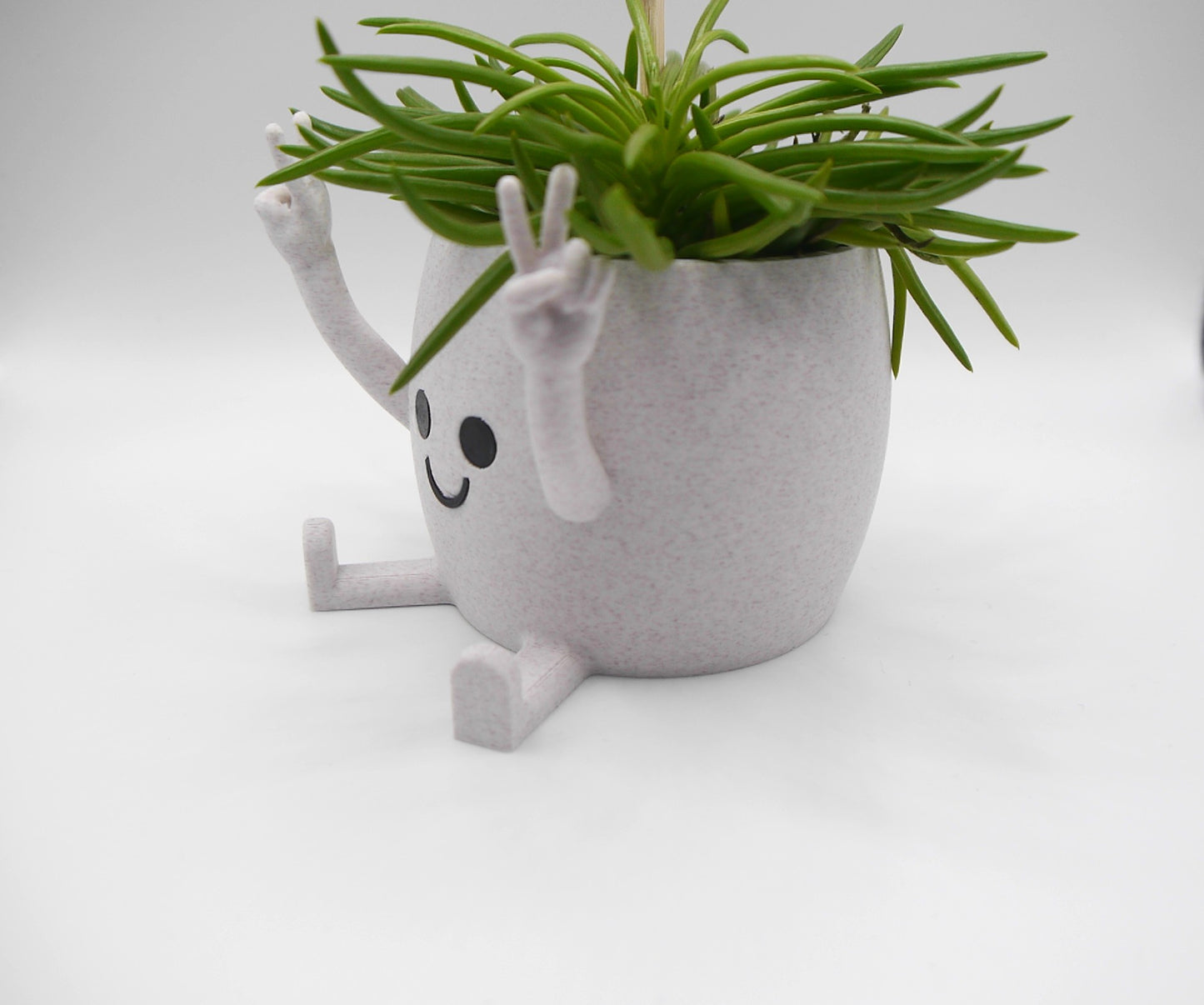 Happy Face "Peace out" hand sign plant pot