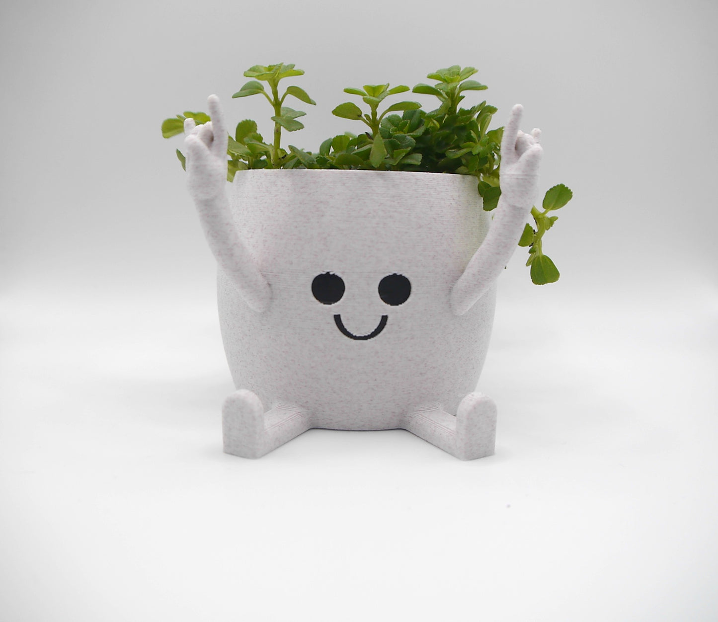 Happy Face "Peace out" hand sign plant pot